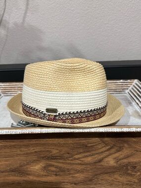 Sun ’N’ Sand Straw Fedora Hat – UPF 50+ – Southwestern Woven Band